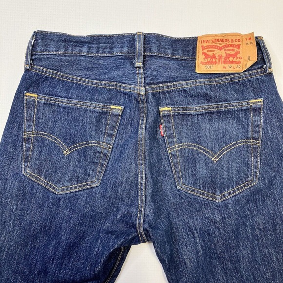 Levis 501 0115 Jeans Dark Rigid Denim Men’s 32x32 Y2K Button Fly - Picture 4 of 12